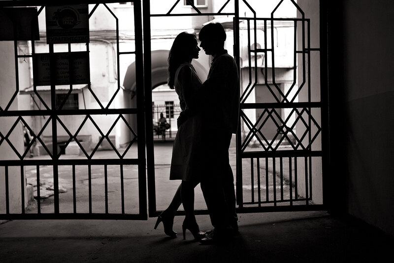 Couple in Silhouette — Black, Dramatic, Photograph