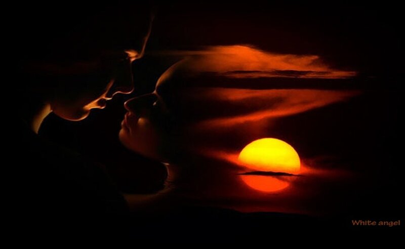 Couple in Silhouette — Black, Dramatic