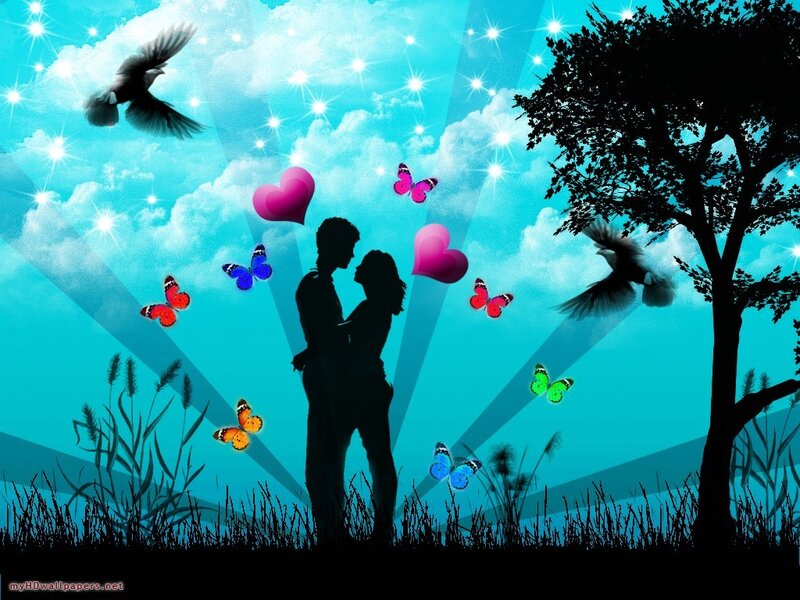 Couple in Silhouette — Blue