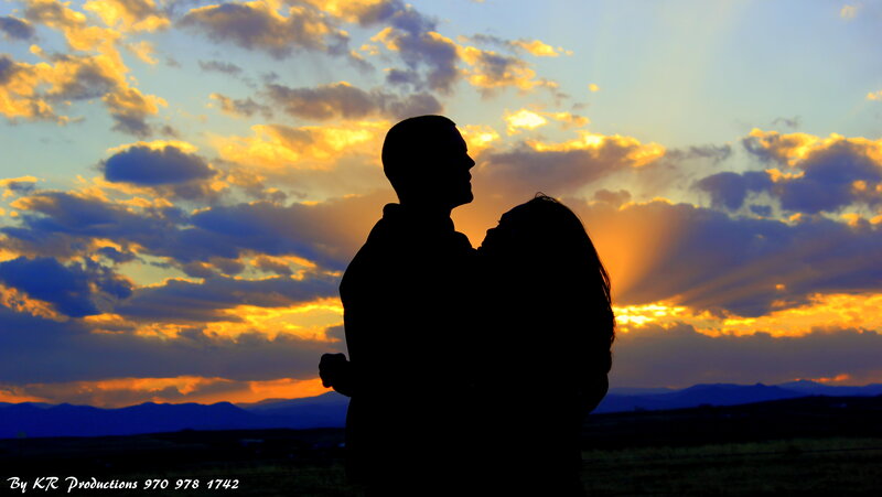 Couple in Silhouette — Orange, Dramatic, Sunset, Photograph