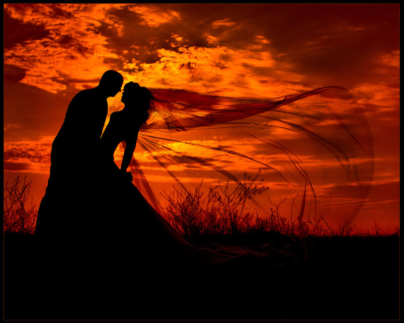 Couple in Silhouette — Orange, Dramatic, Sunset