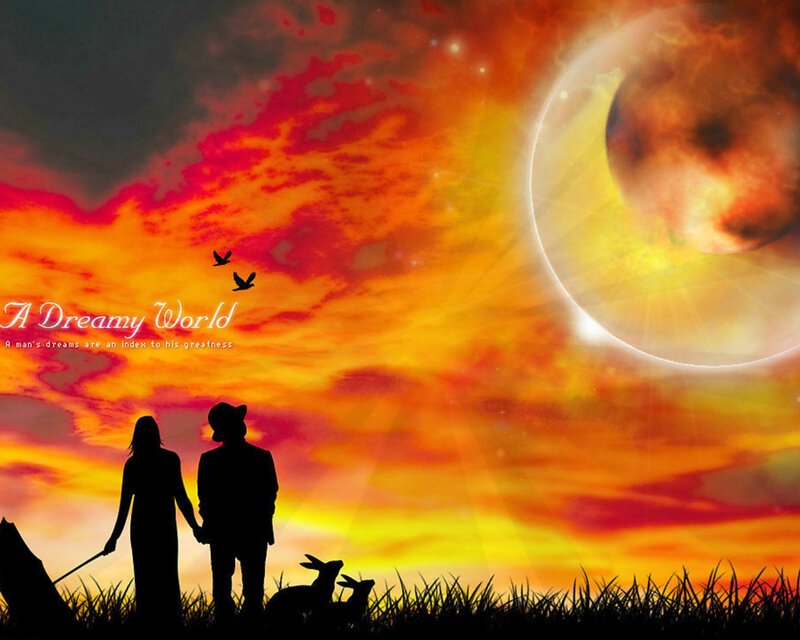 Couple in Silhouette — Orange, Dreamy, Sunset