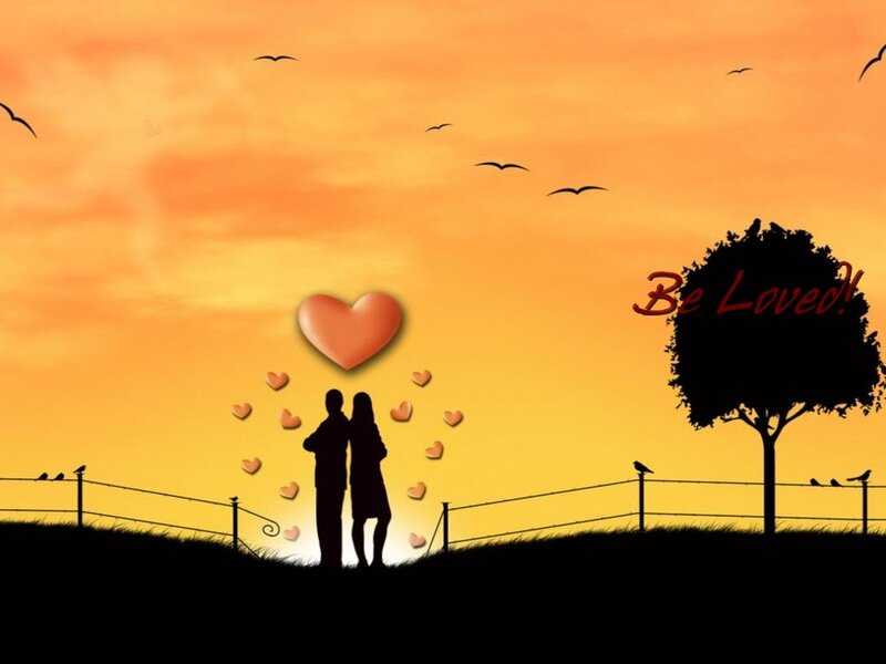 Couple in Silhouette — Orange, Romantic