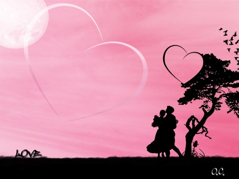 Couple in Silhouette — Pink