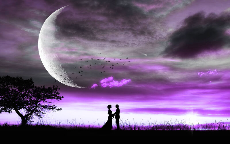 Couple in Silhouette — Purple, Dramatic