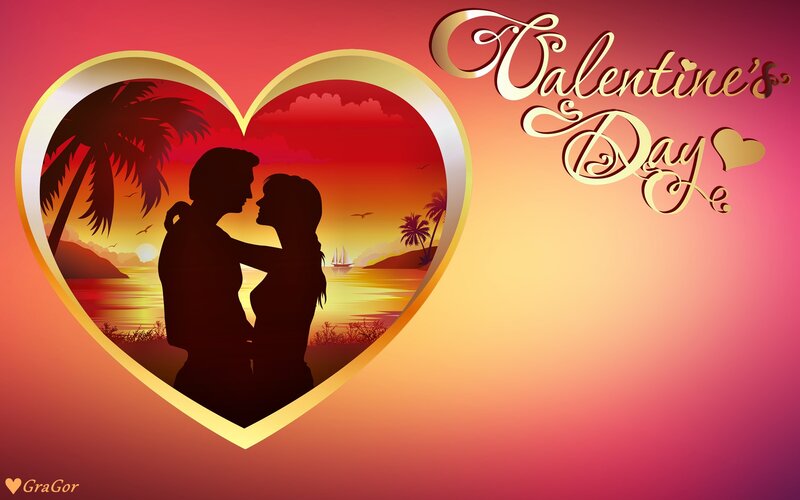 Couple in Silhouette — Red, Romantic, Sunset