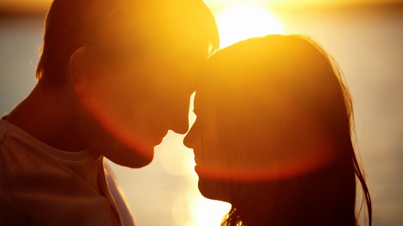 Couple in Silhouette — Yellow, Romantic