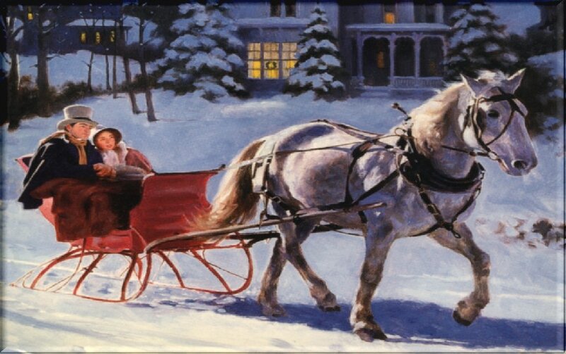 Couple in Sleigh — White, Serene