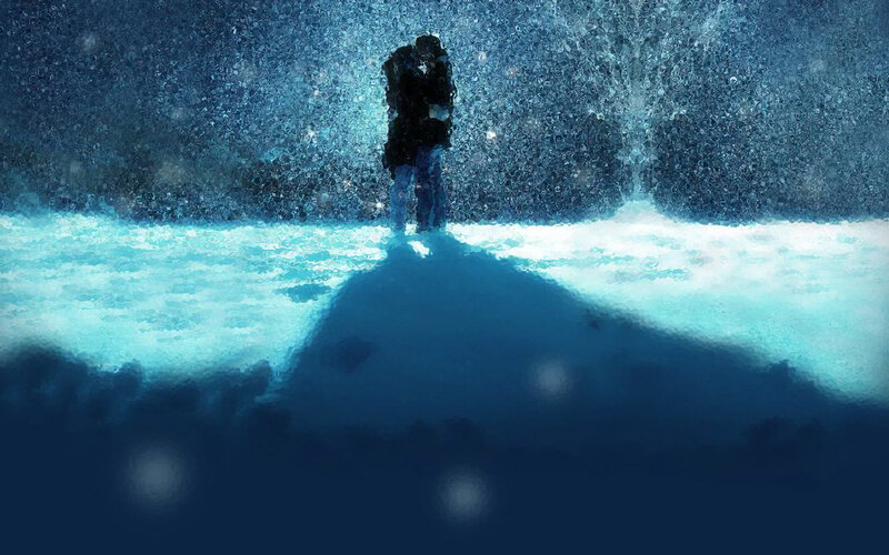 Couple in Snow — Blue