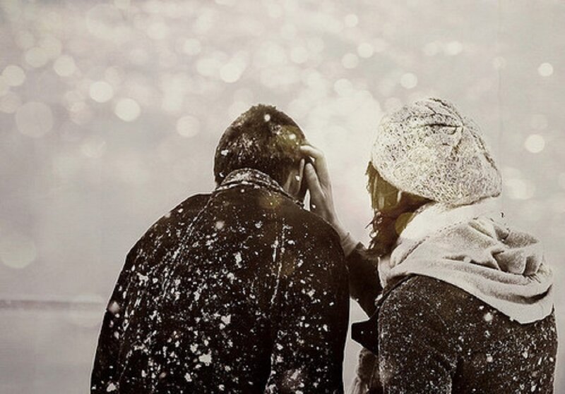 Couple in Snow — White, Calm