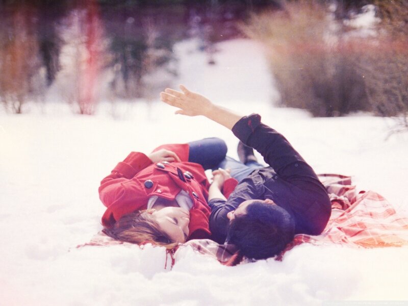 Couple in Snow — White, Peaceful, Winter
