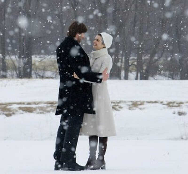 Couple in Snow — White, Romantic