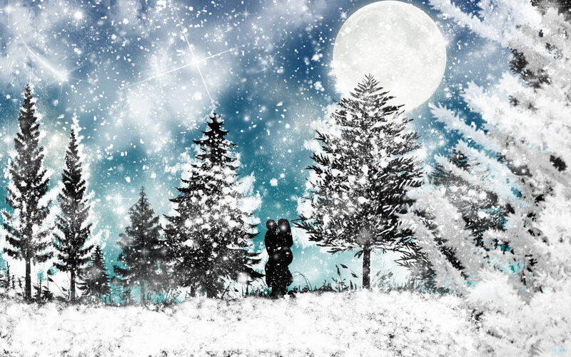 Couple in Snow — White, Serene