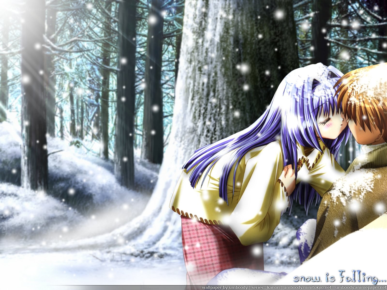 couple in snowy forest