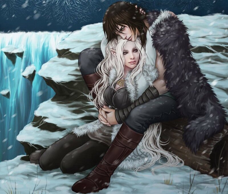 couple in snowy landscape