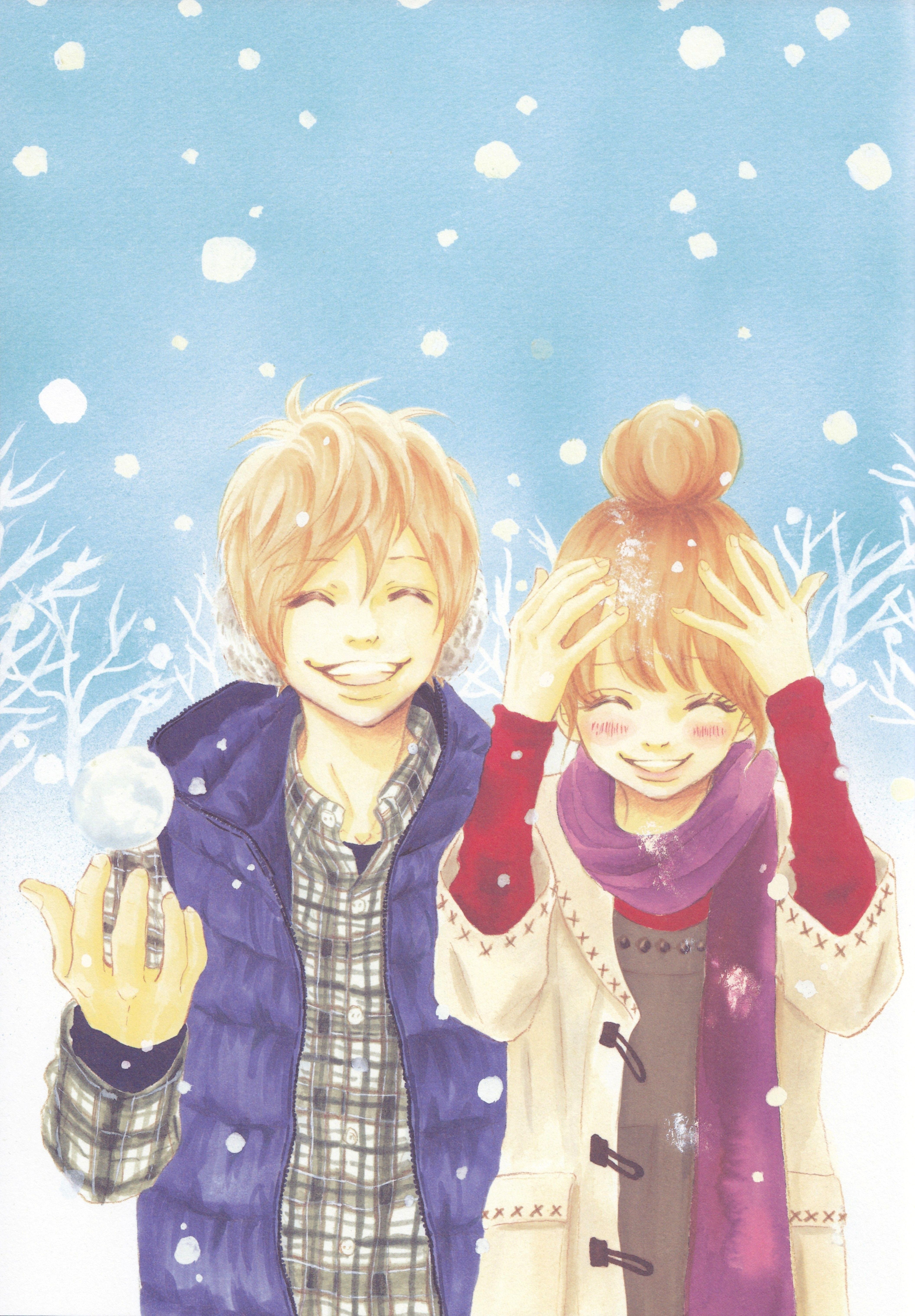 Couple in snowy scene