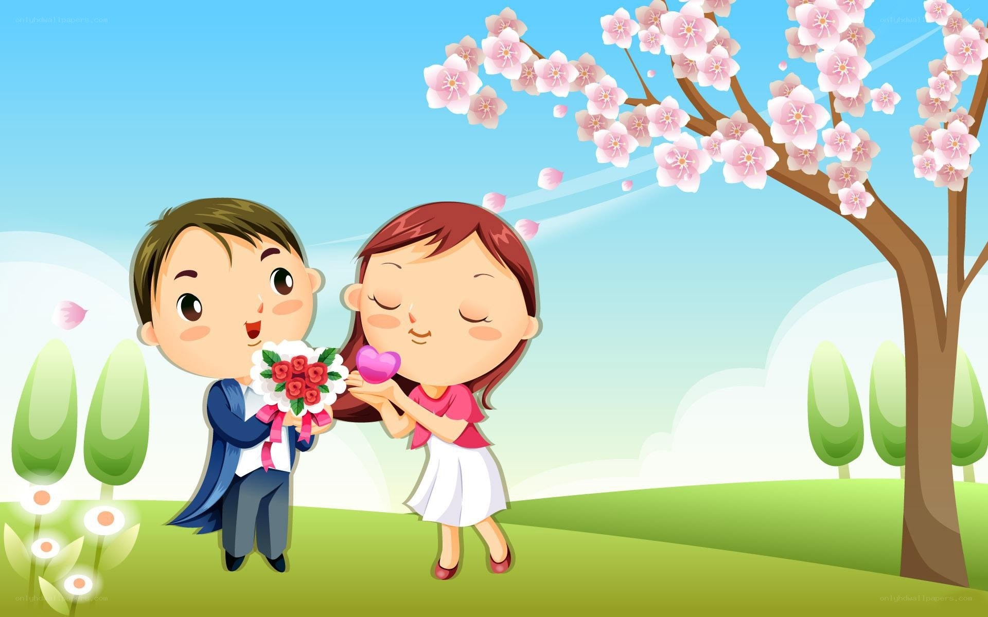 Couple in spring garden