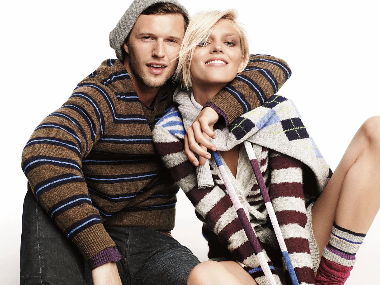 Couple in striped sweaters