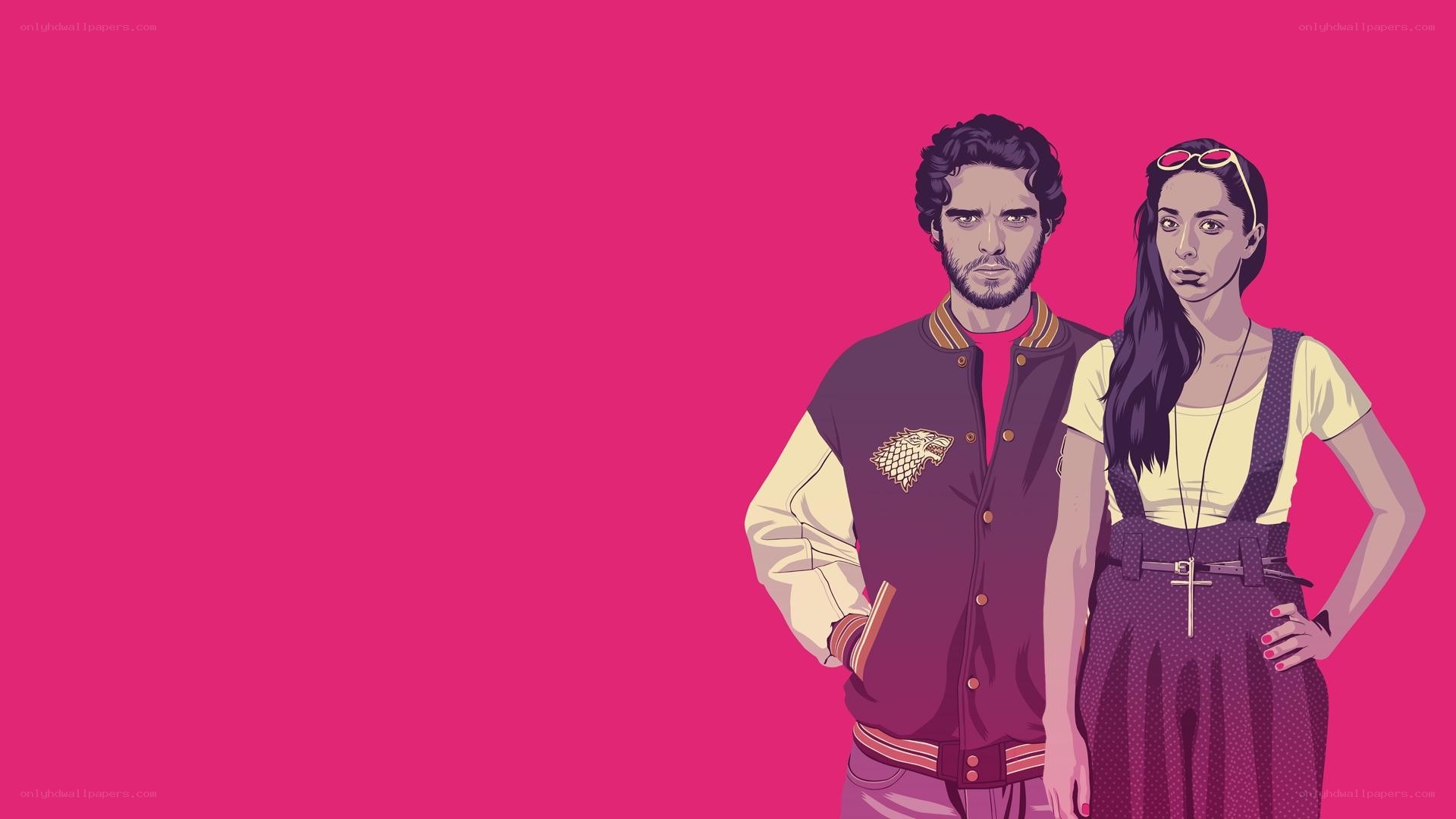 couple in stylized illustration