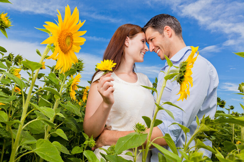 Couple in Sunflower Field — Yellow