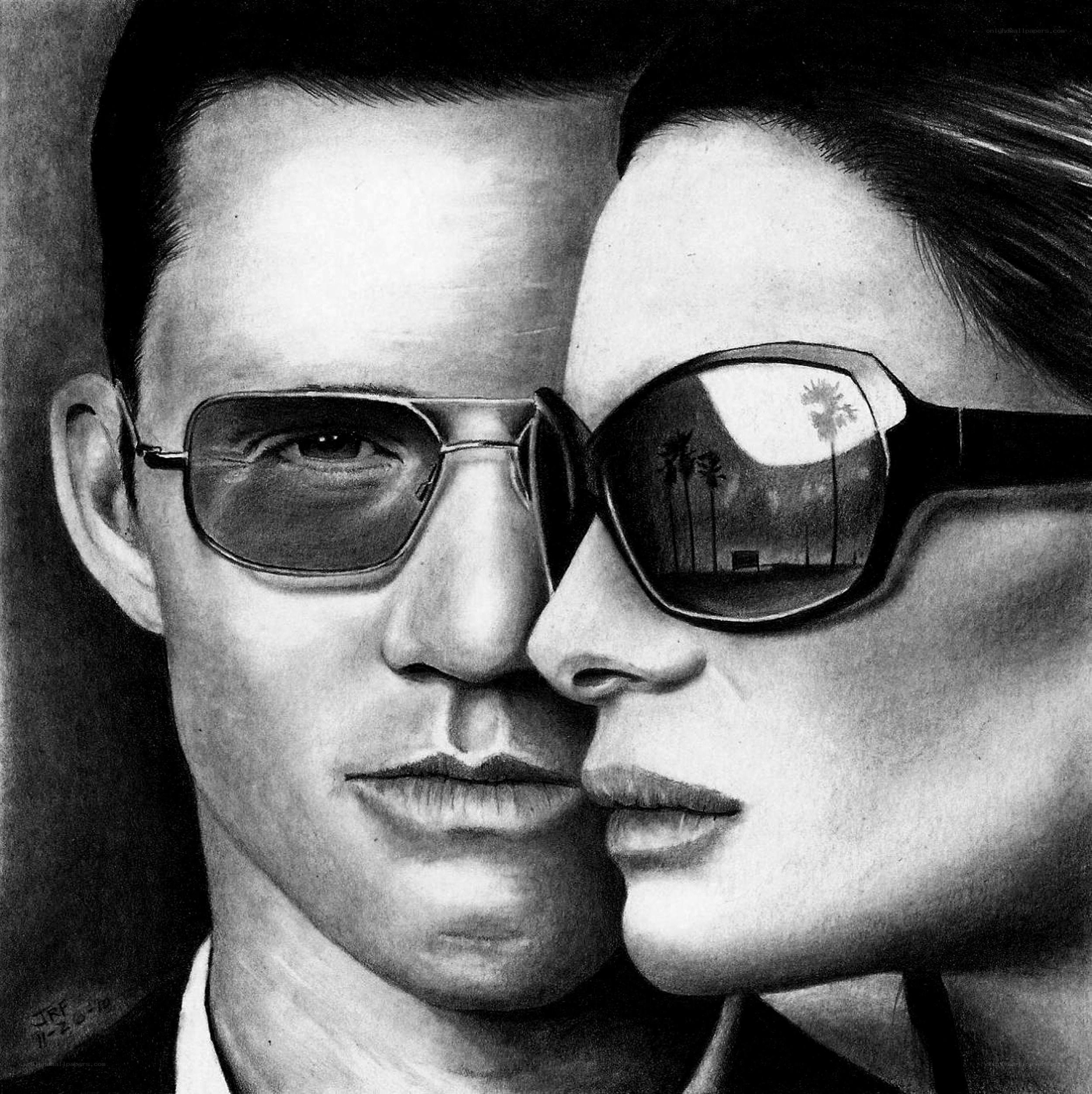 Couple in sunglasses portrait