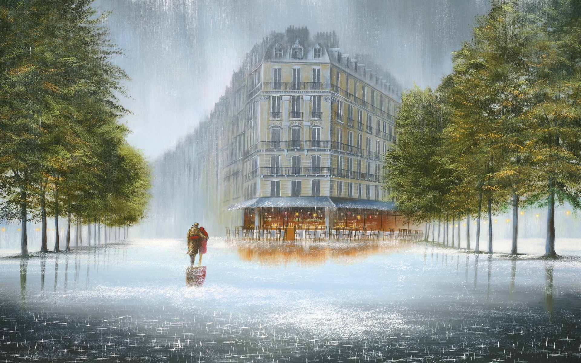 Couple in the rain