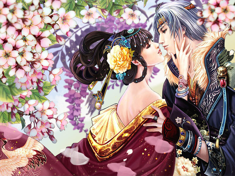 Couple in Traditional Attire — Red, Romantic