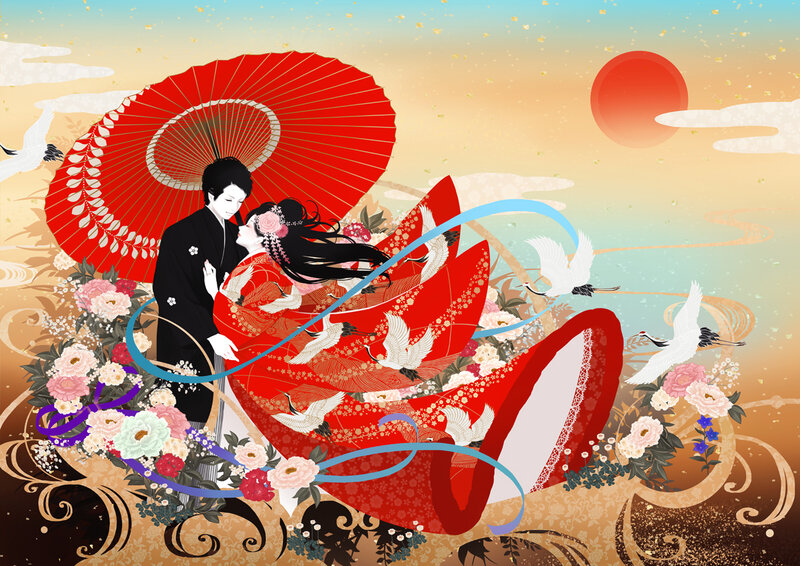 Couple in Traditional Attire — Red