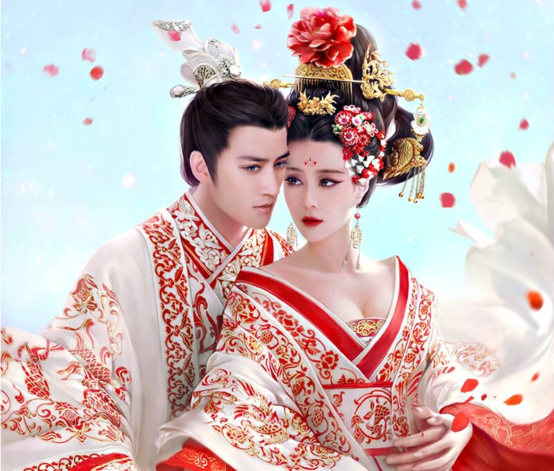 Couple in Traditional Attire — White