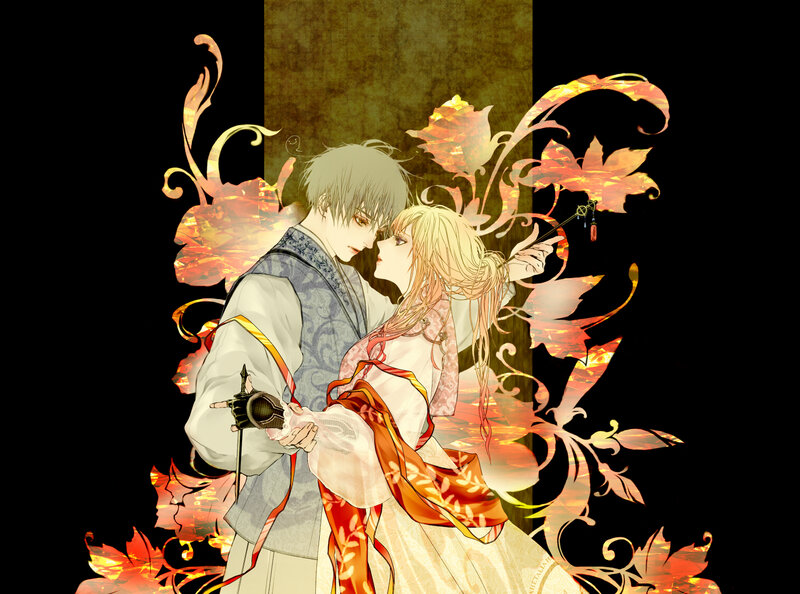 Couple in Traditional Clothing — Black