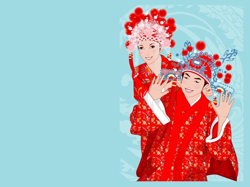 Couple in Traditional Wedding Attire — Red