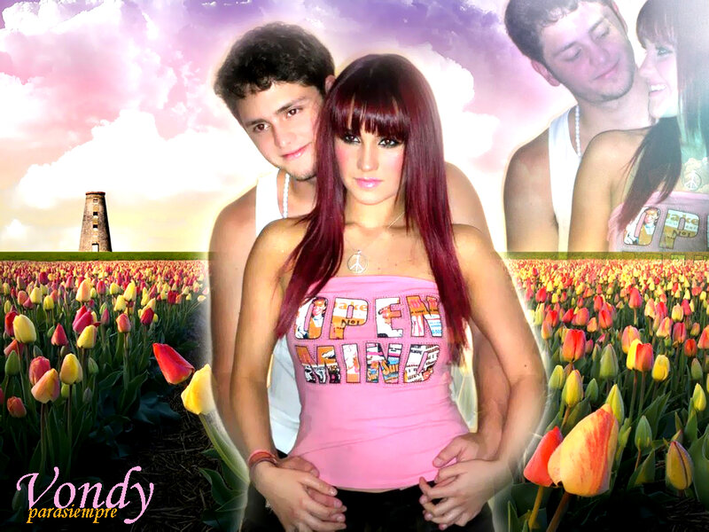 Couple in tulip field