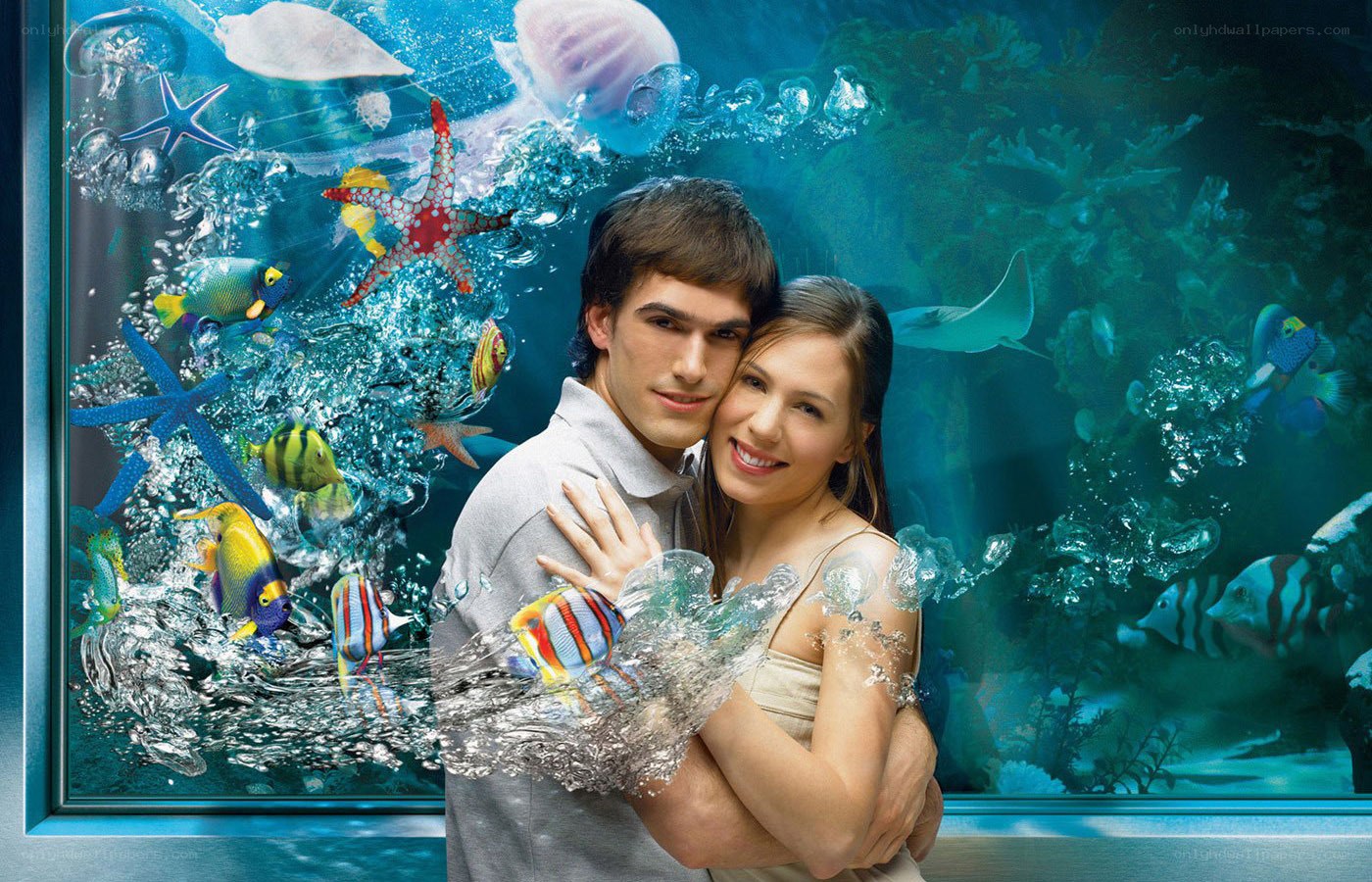 couple in underwater scene