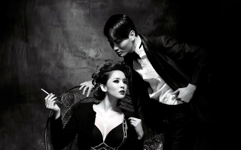 Couple in vintage black and white