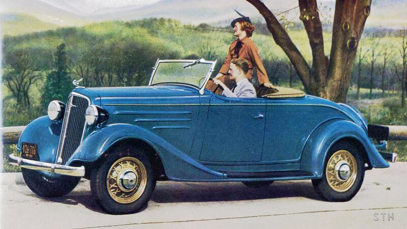 Couple in Vintage Car — Blue