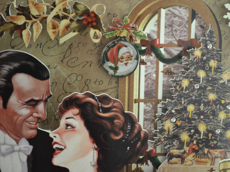 Couple in Vintage Illustration — Brown, Festive