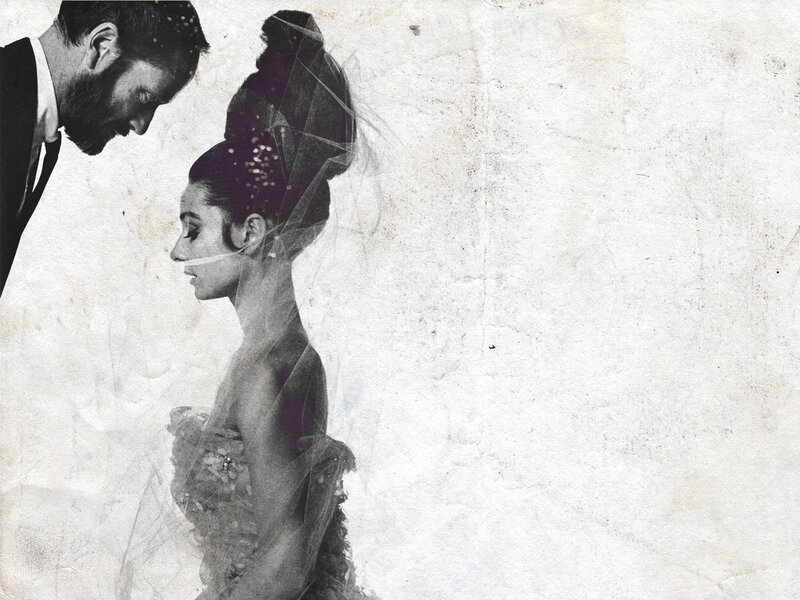 Couple in vintage wedding attire