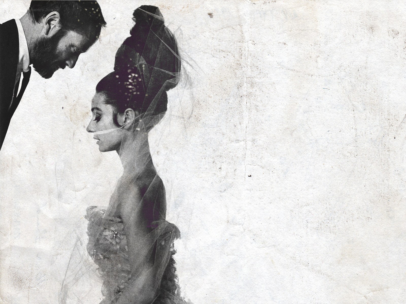 Couple in vintage wedding attire