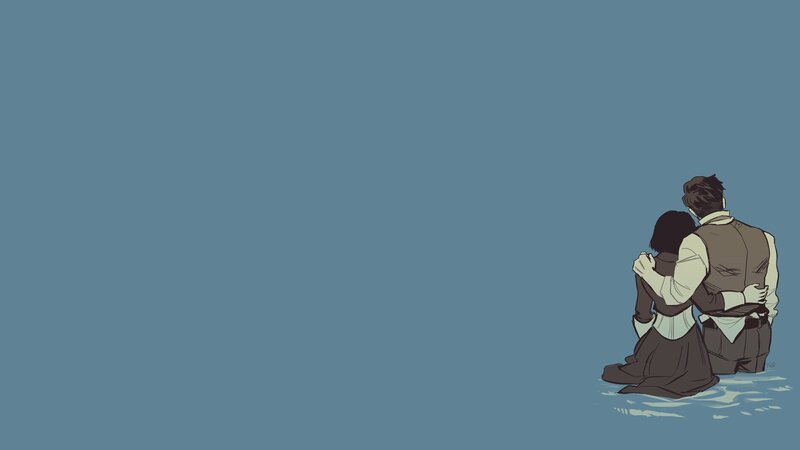 Couple in Water — Blue, Calm