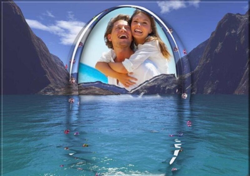 Couple in Water — Blue, Serene