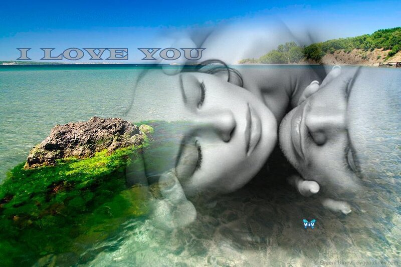 Couple in Water — Blue