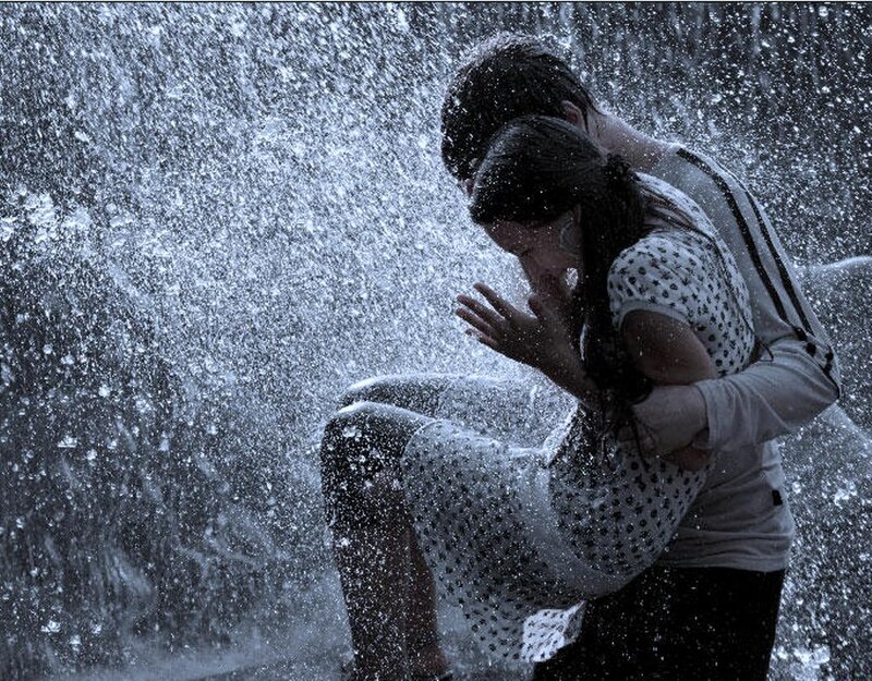 Couple in Water Spray