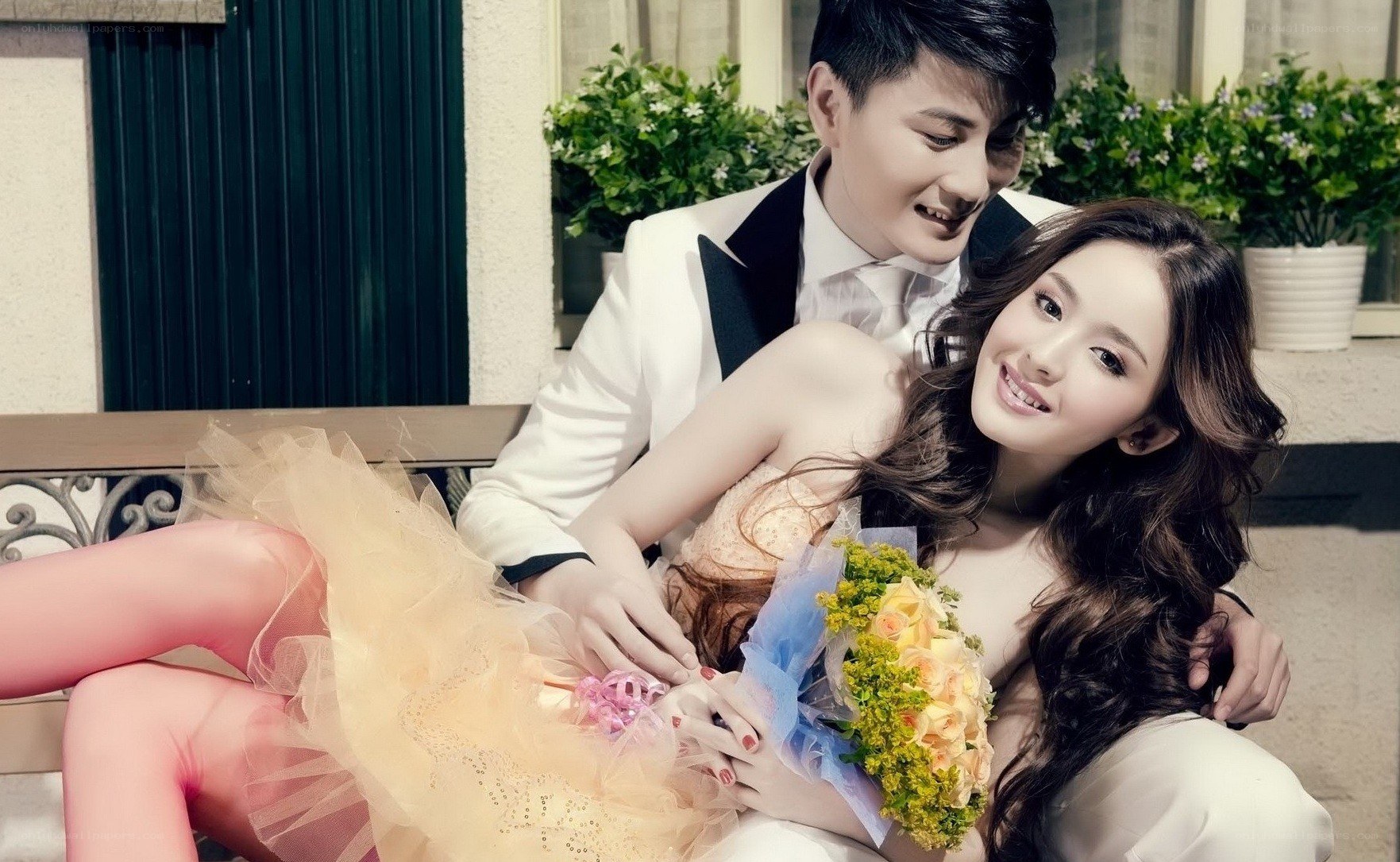 Couple in wedding attire