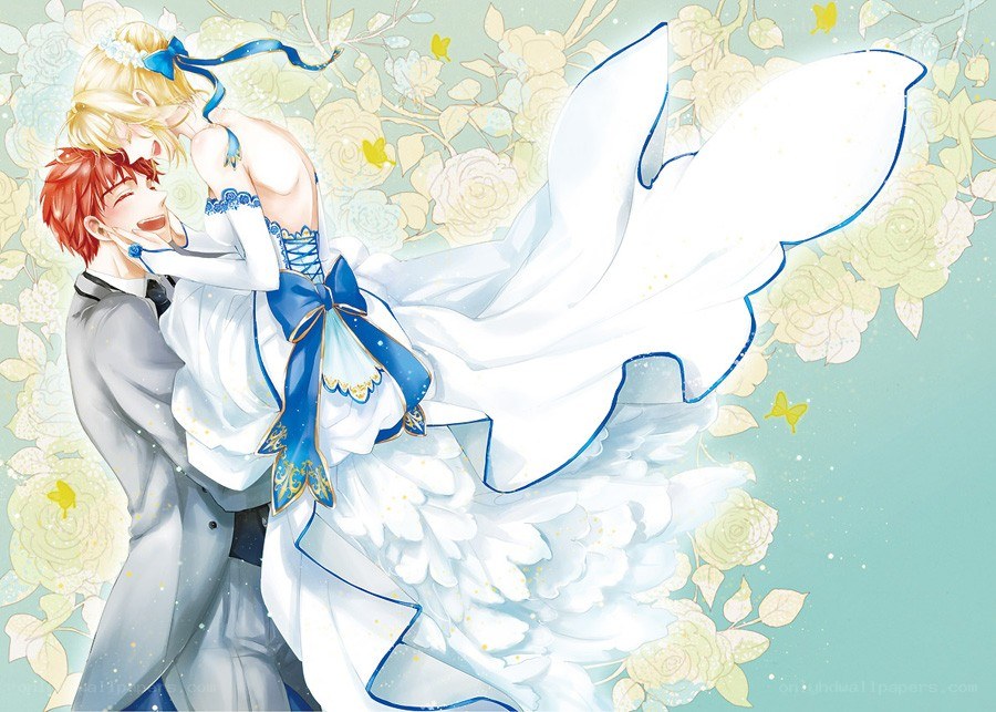 Couple in wedding attire