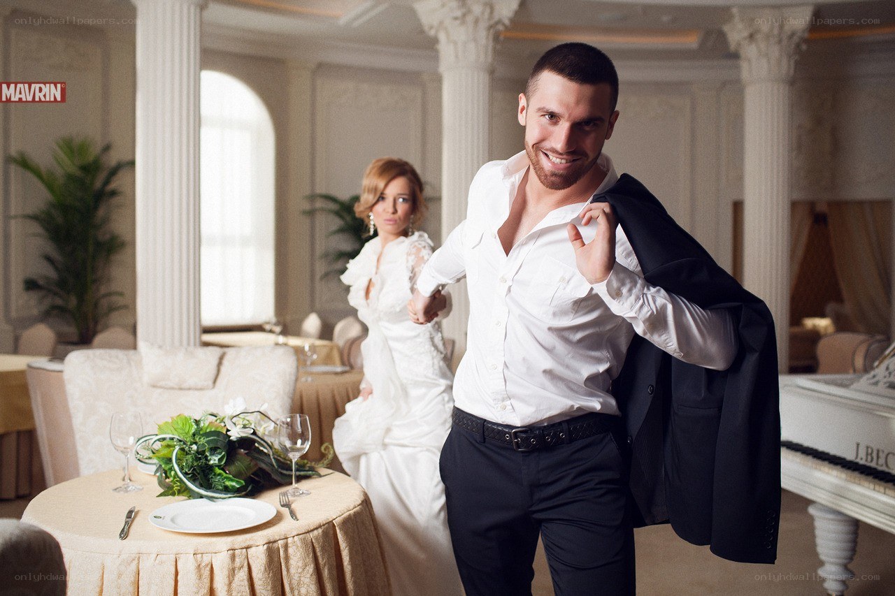 Couple in wedding attire