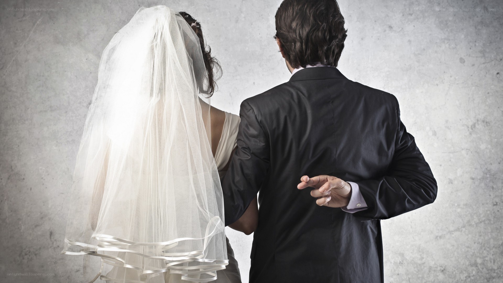 couple in wedding attire