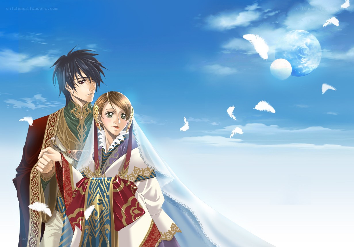 couple in wedding attire