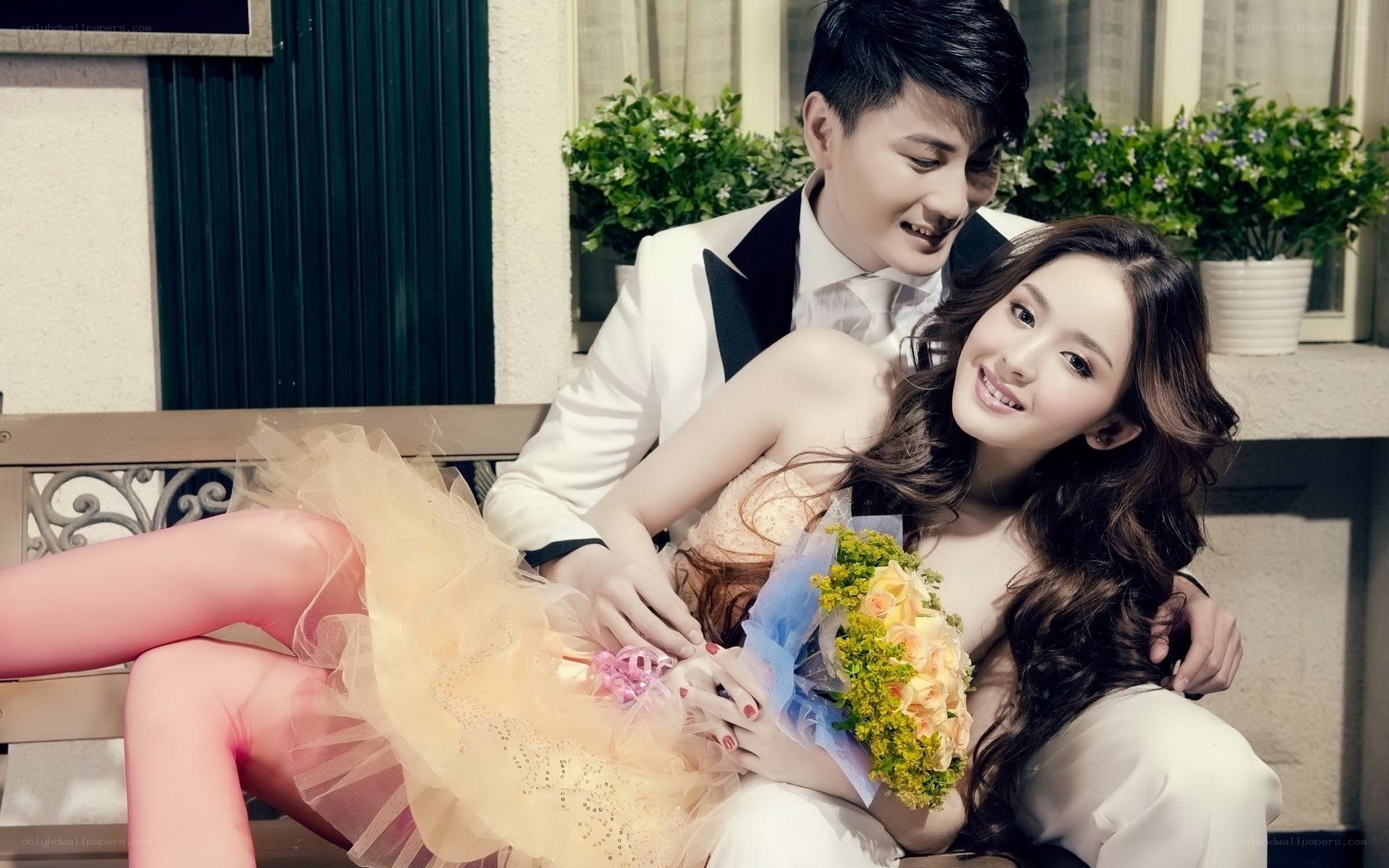 Couple in wedding attire