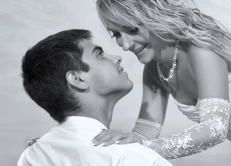 Couple in Wedding Attire — Black, Romantic, Photograph, Necklace