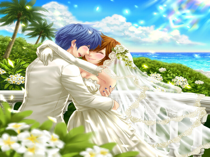 Couple in Wedding Attire — Blue, Romantic
